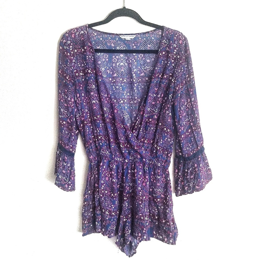AEO Sleeved Floral Romper